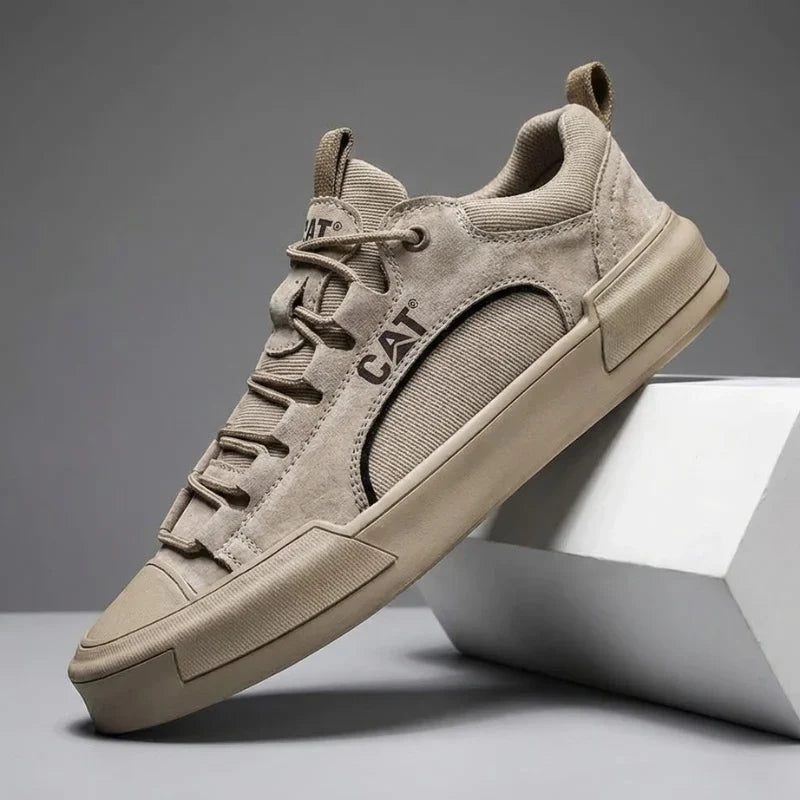 Zapatillas urbanas hombre efecto piel con malla transpirable