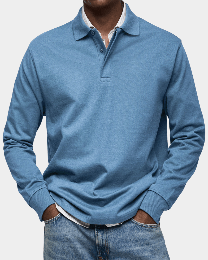 Polo manga larga hombre otoño con cuello estructurado