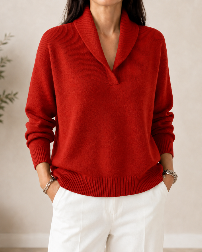 Jersey cuello pico mujer de punto suave