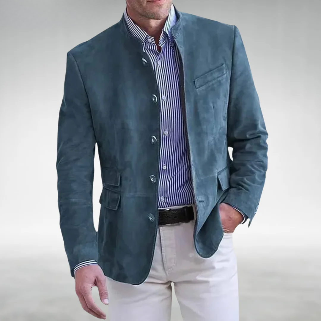 Chaqueta hombre efecto ante con cuello mao