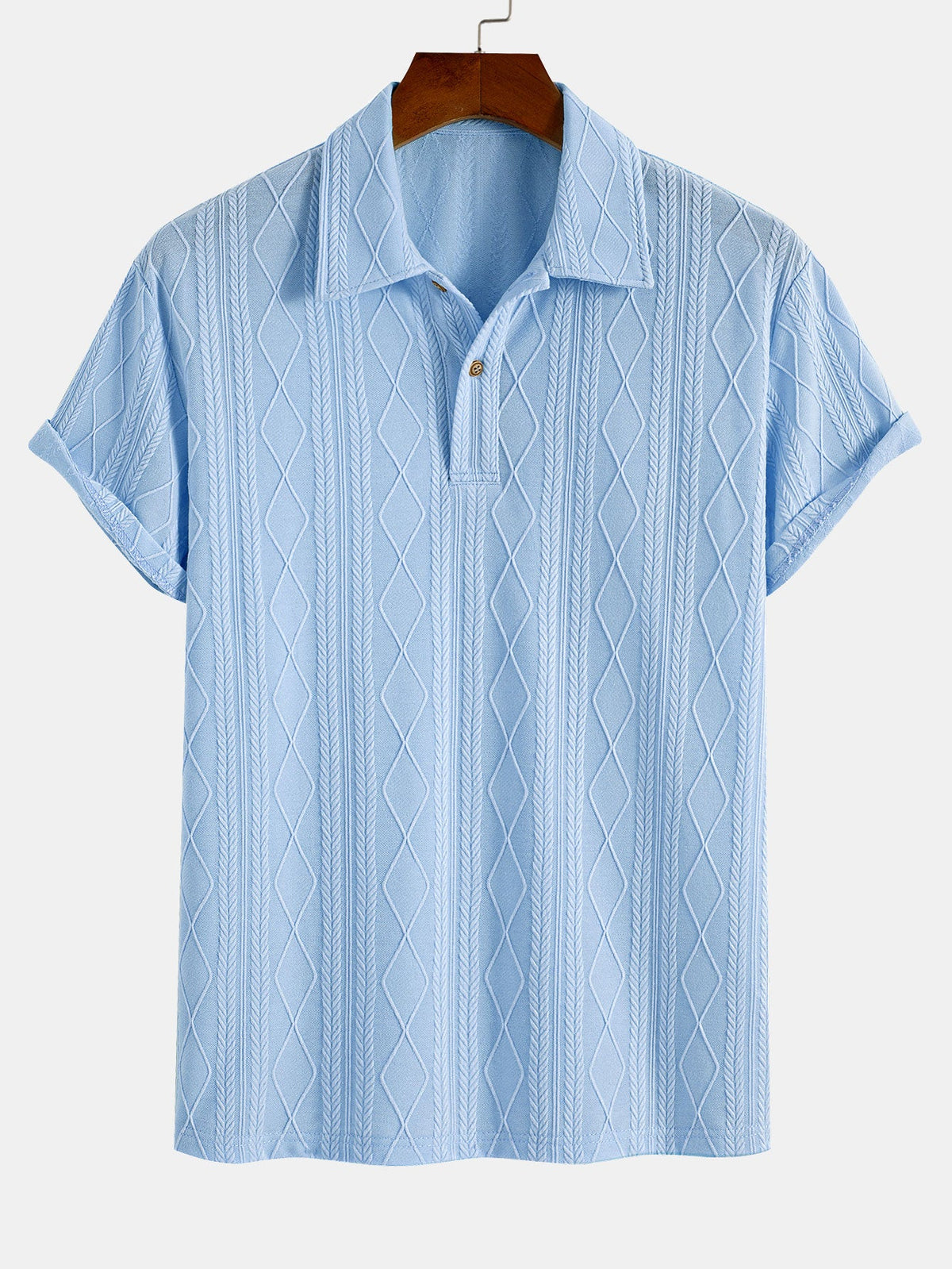 Polo de Punto Jacquard con Rombos Geométricos