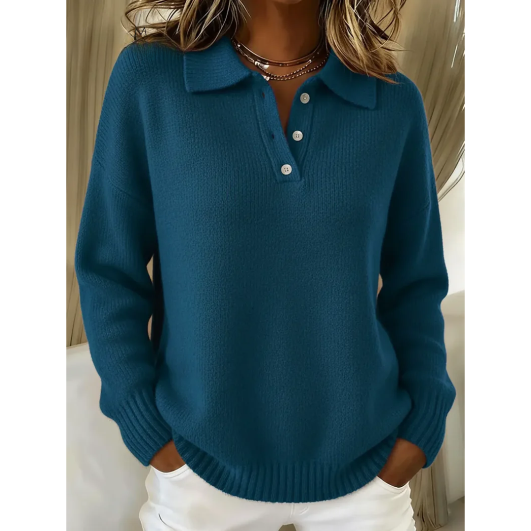 Jersey polo mujer de punto suave con cuello
