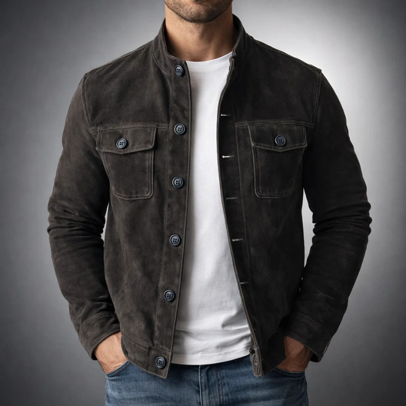 Bomber efecto ante hombre con cuello elástico premium