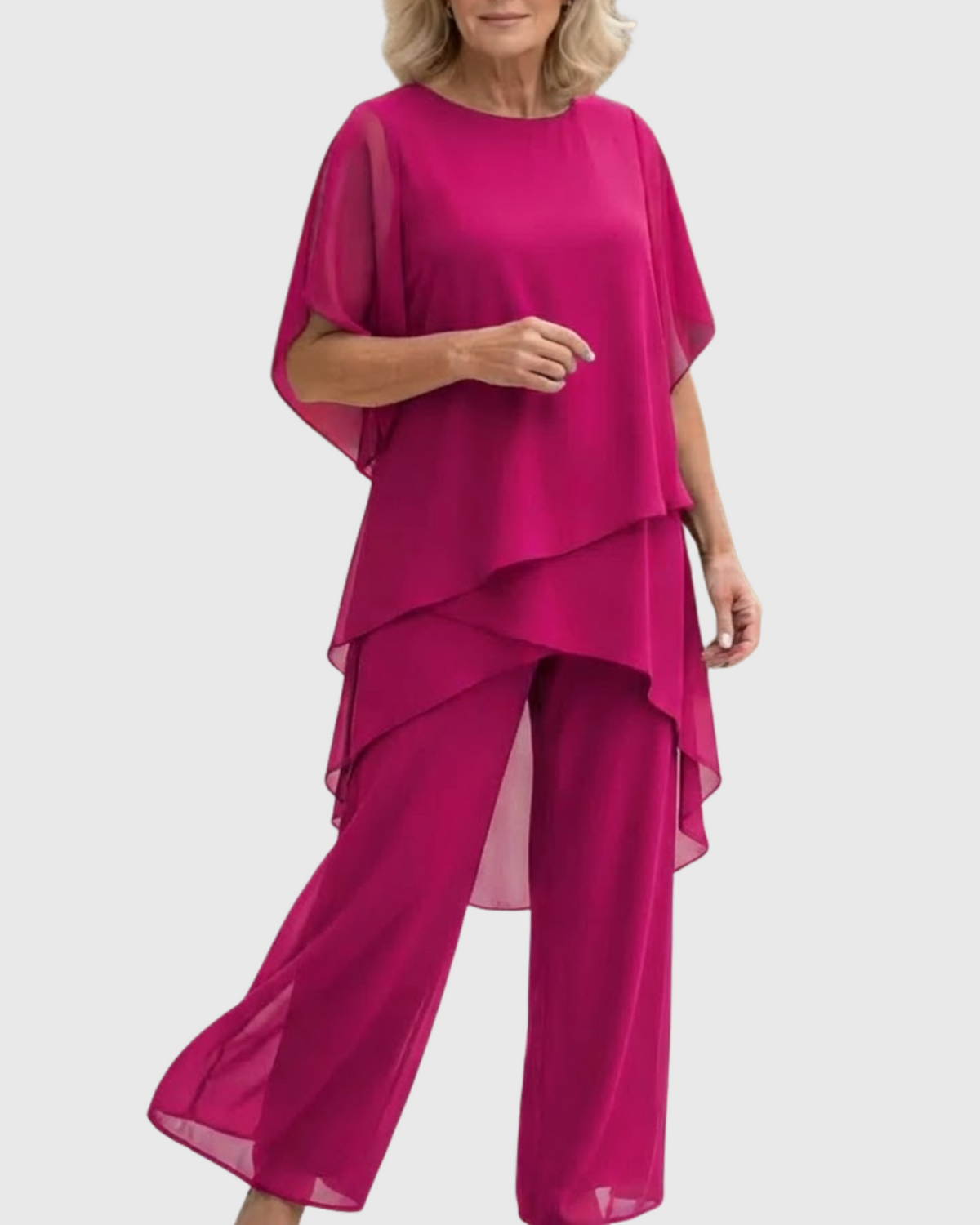 Conjunto de fiesta mujer blusa de gasa y pantalón ancho