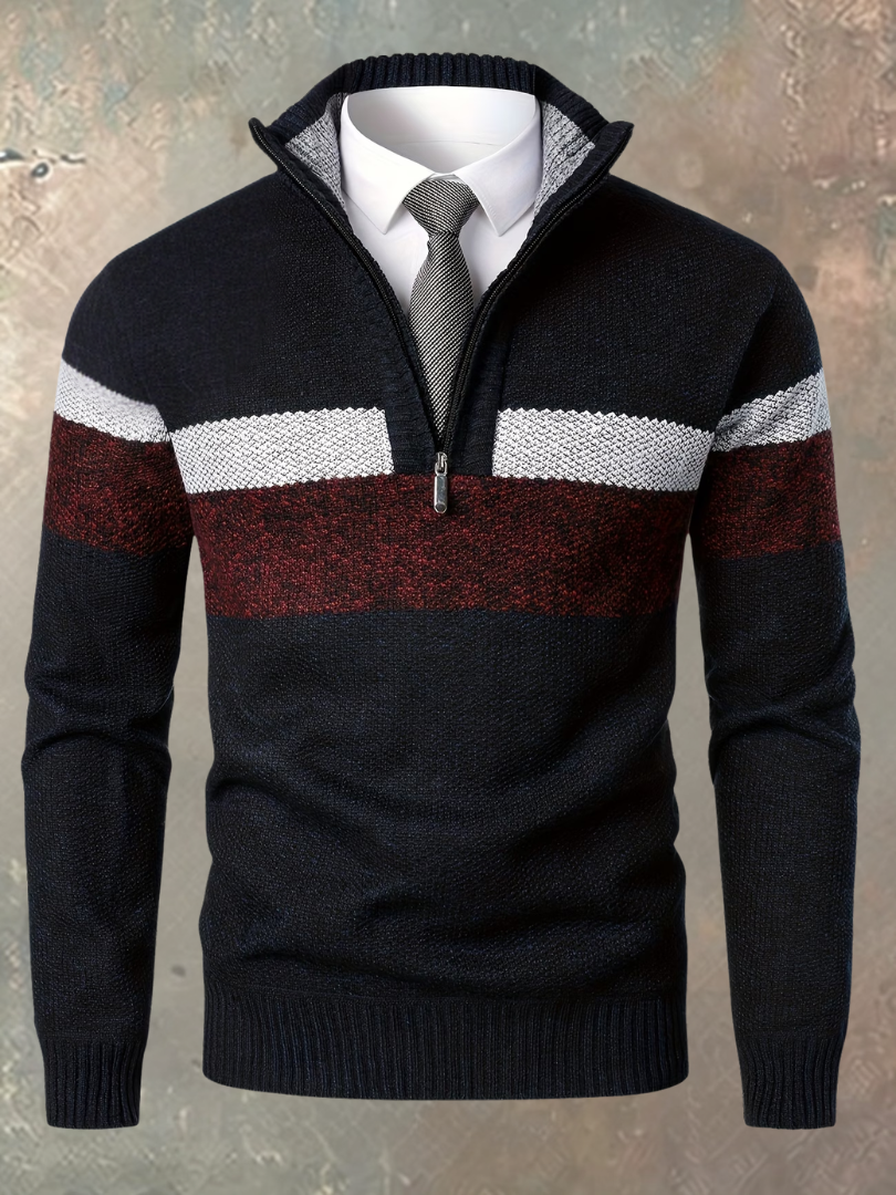 Jersey hombre media cremallera elegante con paneles