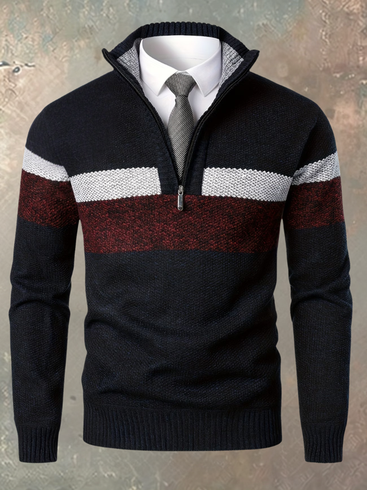 Jersey hombre media cremallera elegante con paneles