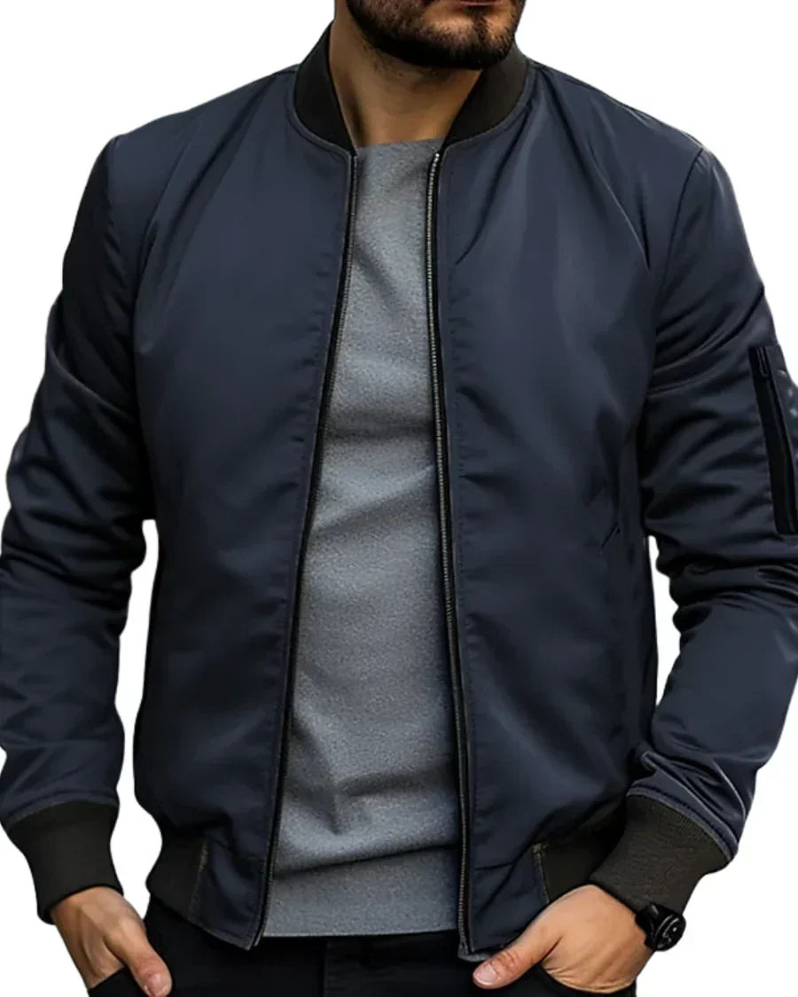 Bomber hombre clásico ligero con cuello elástico