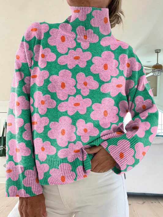 Jersey punto floral mujer cálido transpirable