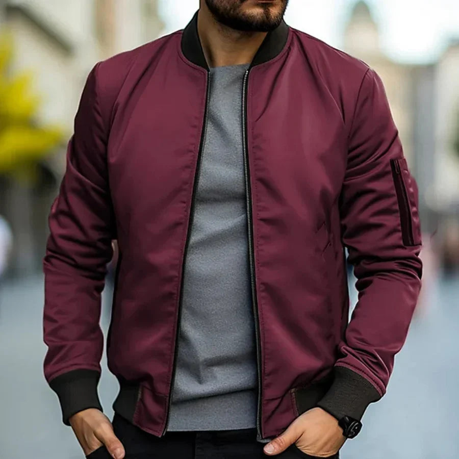 Bomber hombre clásico ligero con cuello elástico
