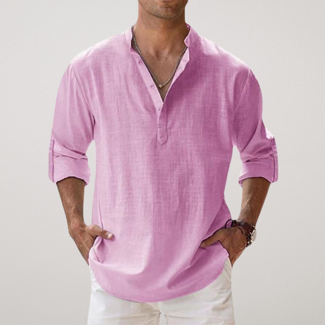 Azel | Camisa Henley de Algodón con Efecto Lino