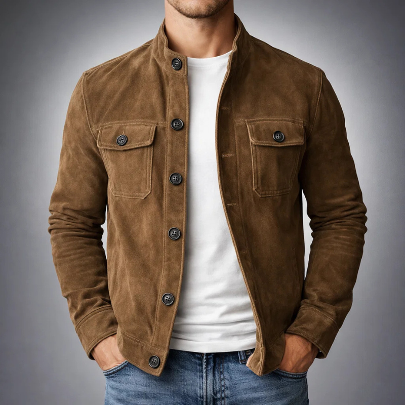 Bomber efecto ante hombre con cuello elástico premium