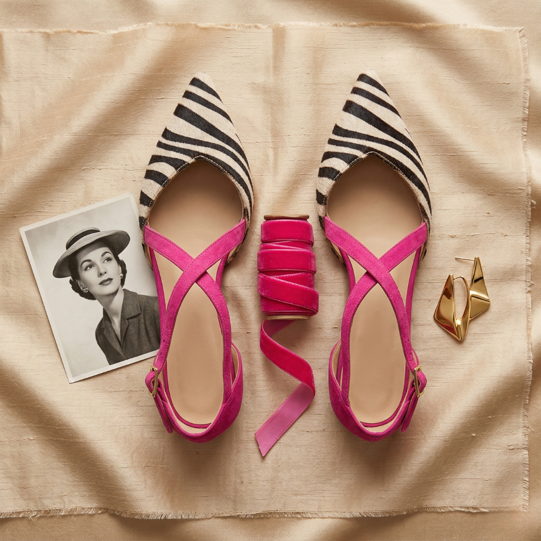 Fern | Bailarinas de Cintas Cruzadas con Estampado Cebra