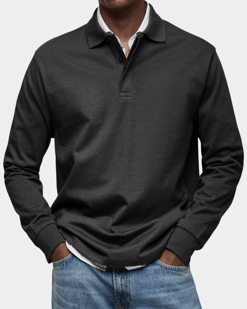 Polo manga larga hombre otoño con cuello estructurado