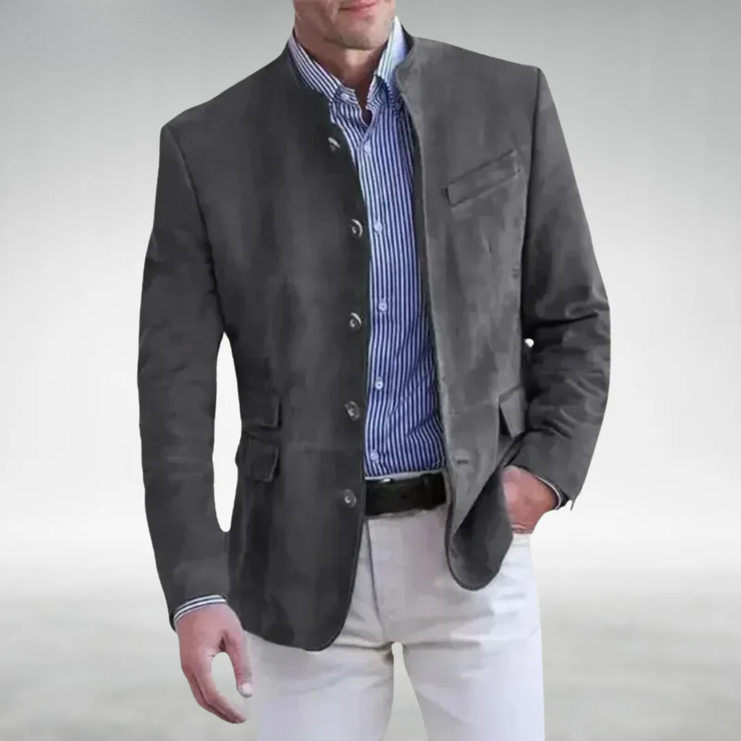Chaqueta hombre efecto ante con cuello mao