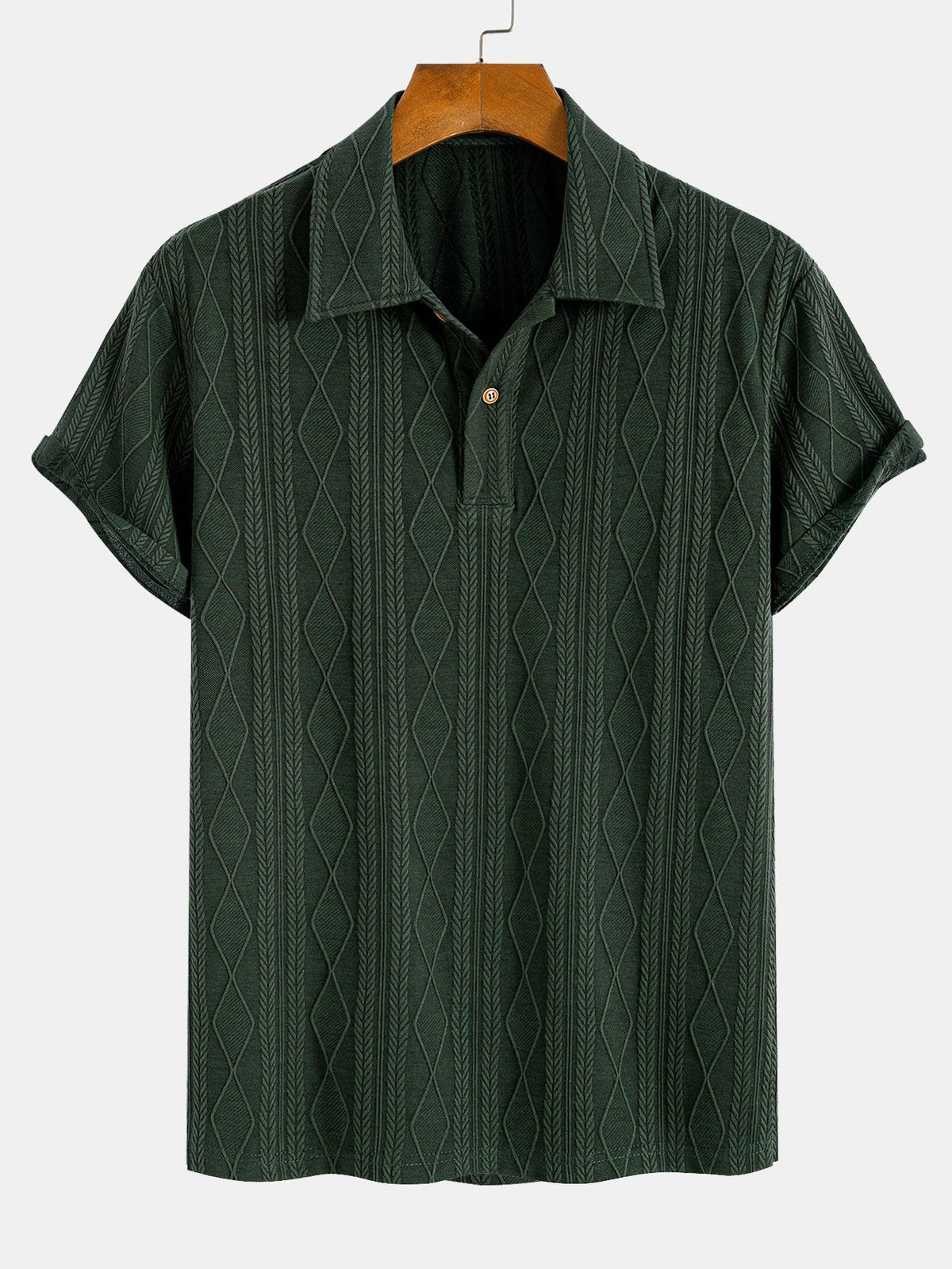 Polo de Punto Jacquard con Rombos Geométricos