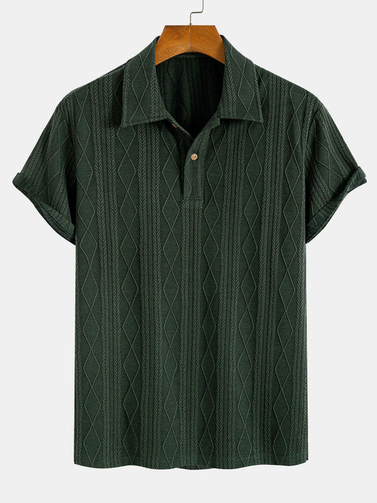 Polo de Punto Jacquard con Rombos Geométricos