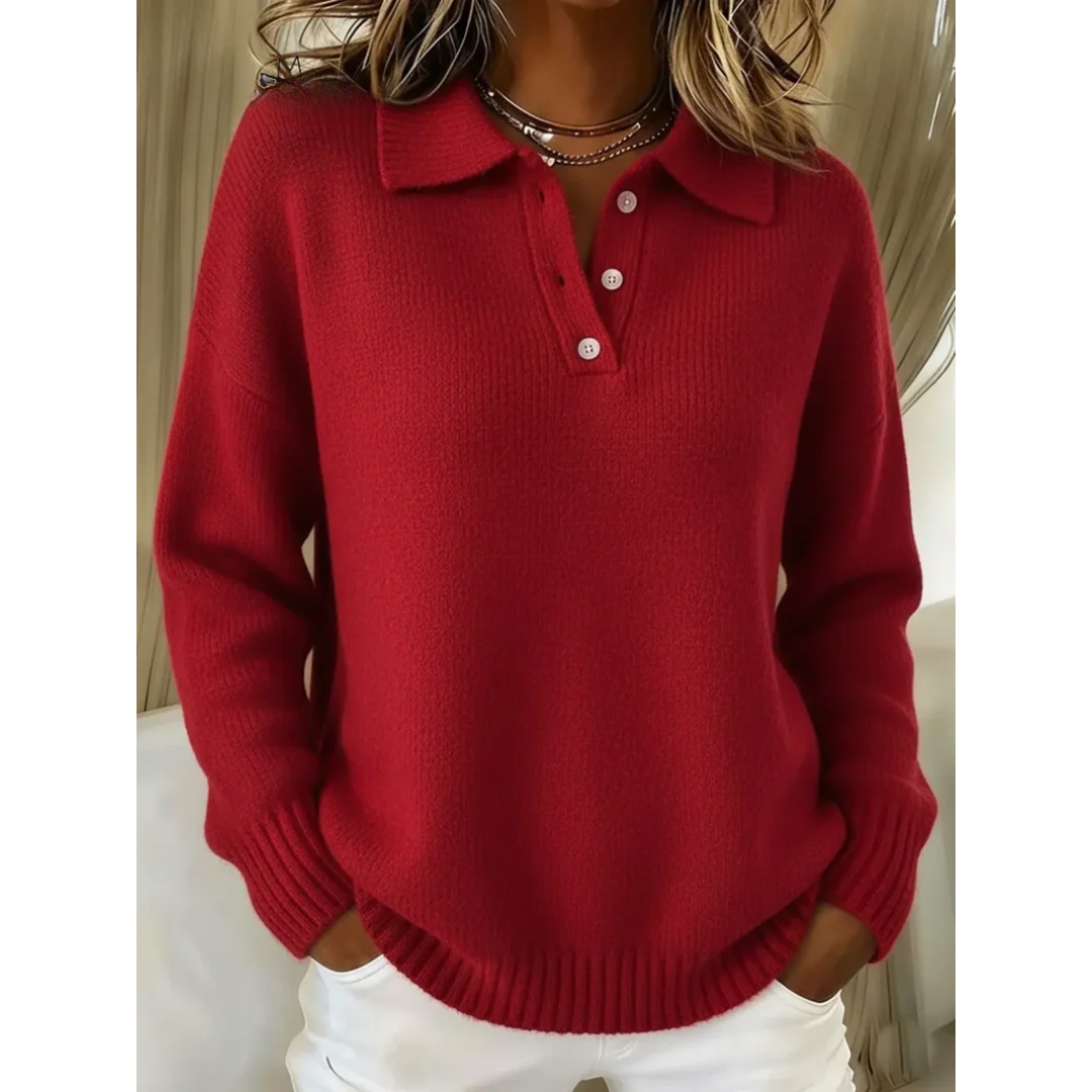 Jersey polo mujer de punto suave con cuello