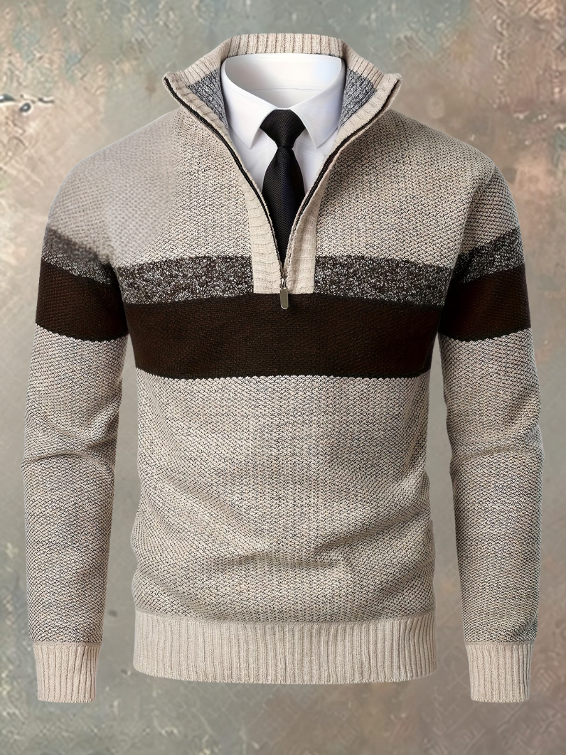 Jersey hombre media cremallera elegante con paneles