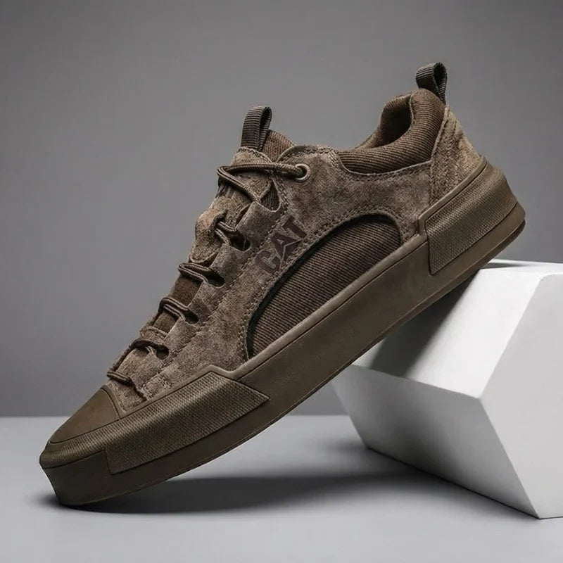 Zapatillas urbanas hombre efecto piel con malla transpirable
