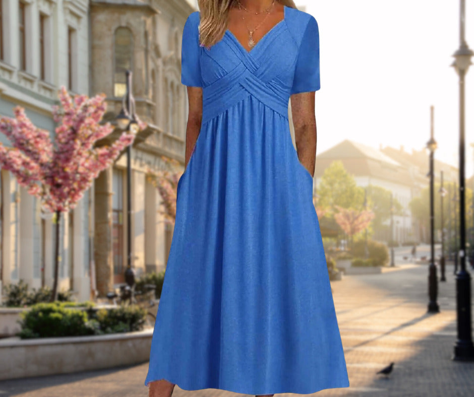 Amalia | Vestido Midi Elegante con Silueta Cruzada