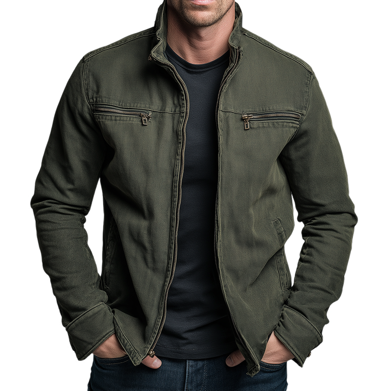 Field jacket hombre algodón vintage militar oliva