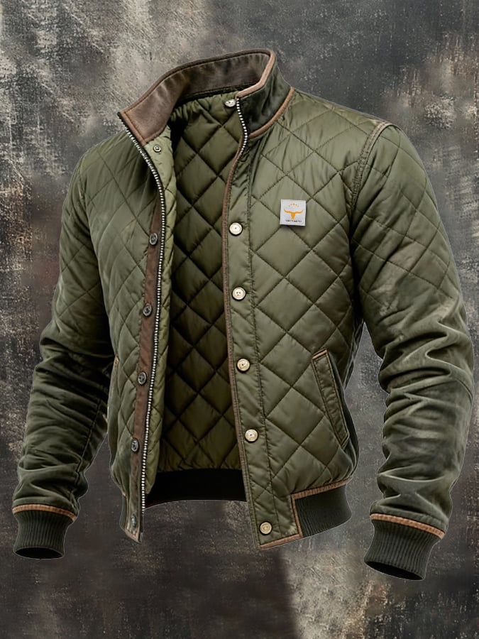Chaqueta acolchada hombre entallada elegante verde