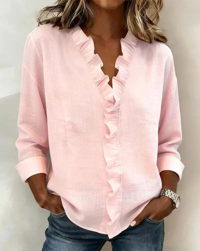 Anora | Blusa con Volantes y Cuello en V