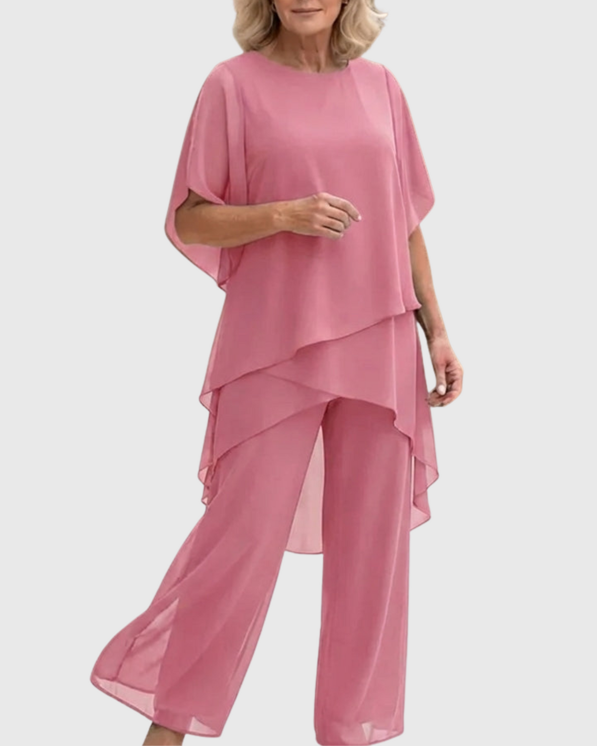 Conjunto de fiesta mujer blusa de gasa y pantalón ancho