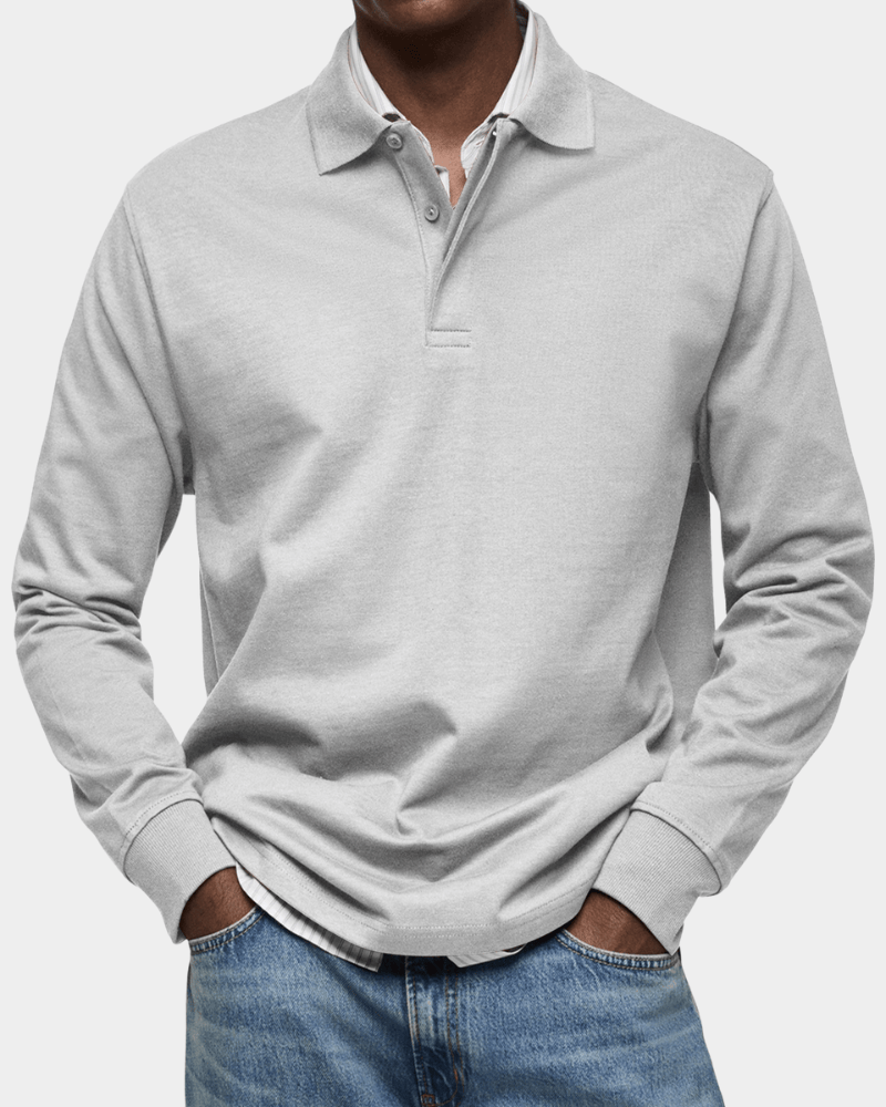 Polo manga larga hombre otoño con cuello estructurado