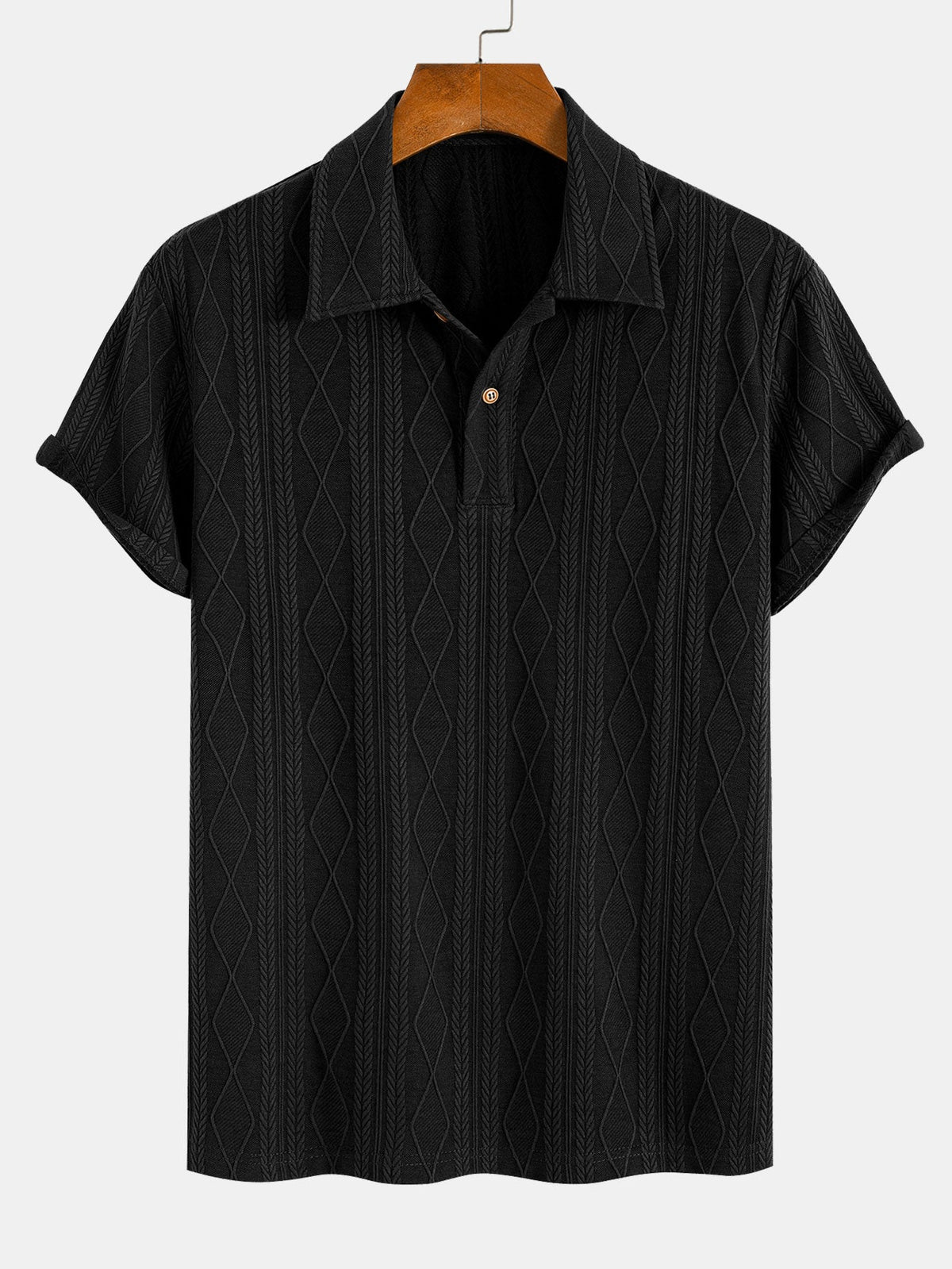 Polo de Punto Jacquard con Rombos Geométricos