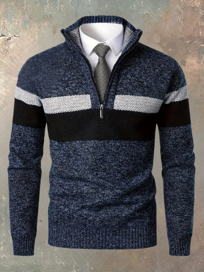 Jersey hombre media cremallera elegante con paneles