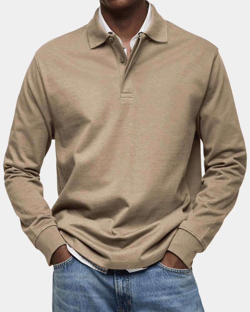 Polo manga larga hombre otoño con cuello estructurado