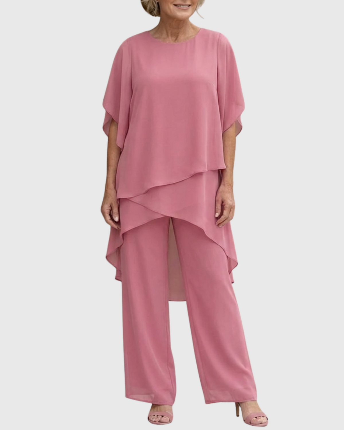 Conjunto de fiesta mujer blusa de gasa y pantalón ancho