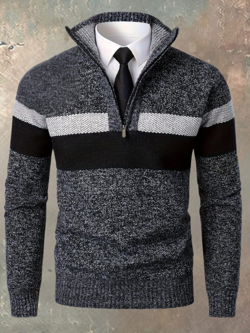 Jersey hombre media cremallera elegante con paneles
