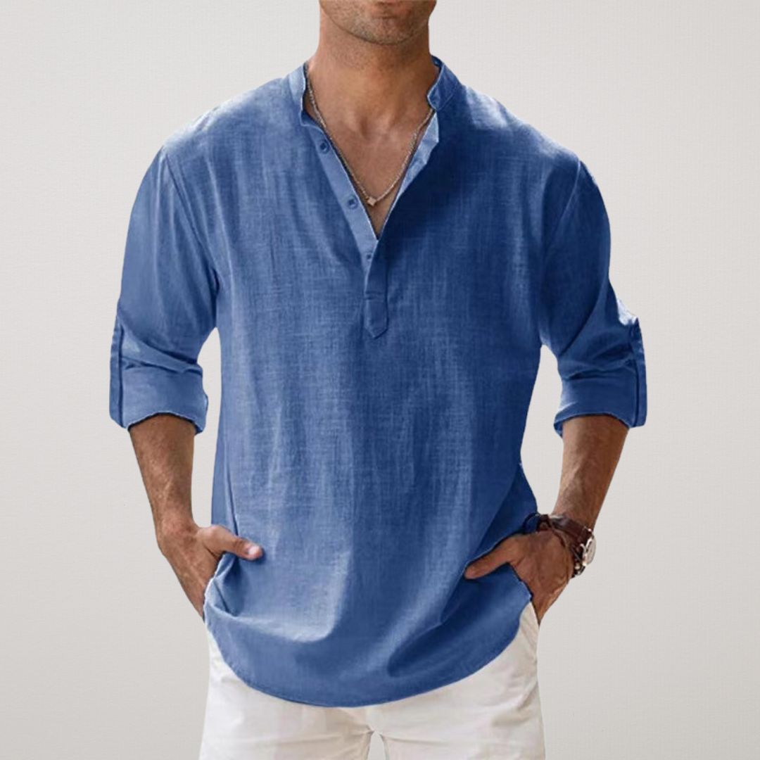 Azel | Camisa Henley de Algodón con Efecto Lino