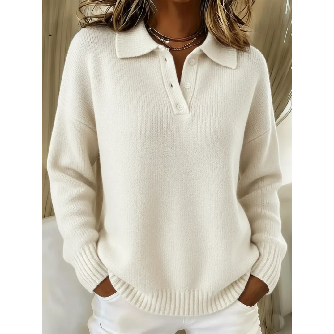 Jersey polo mujer de punto suave con cuello