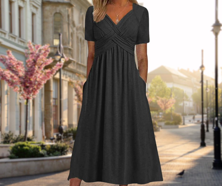 Amalia | Vestido Midi Elegante con Silueta Cruzada