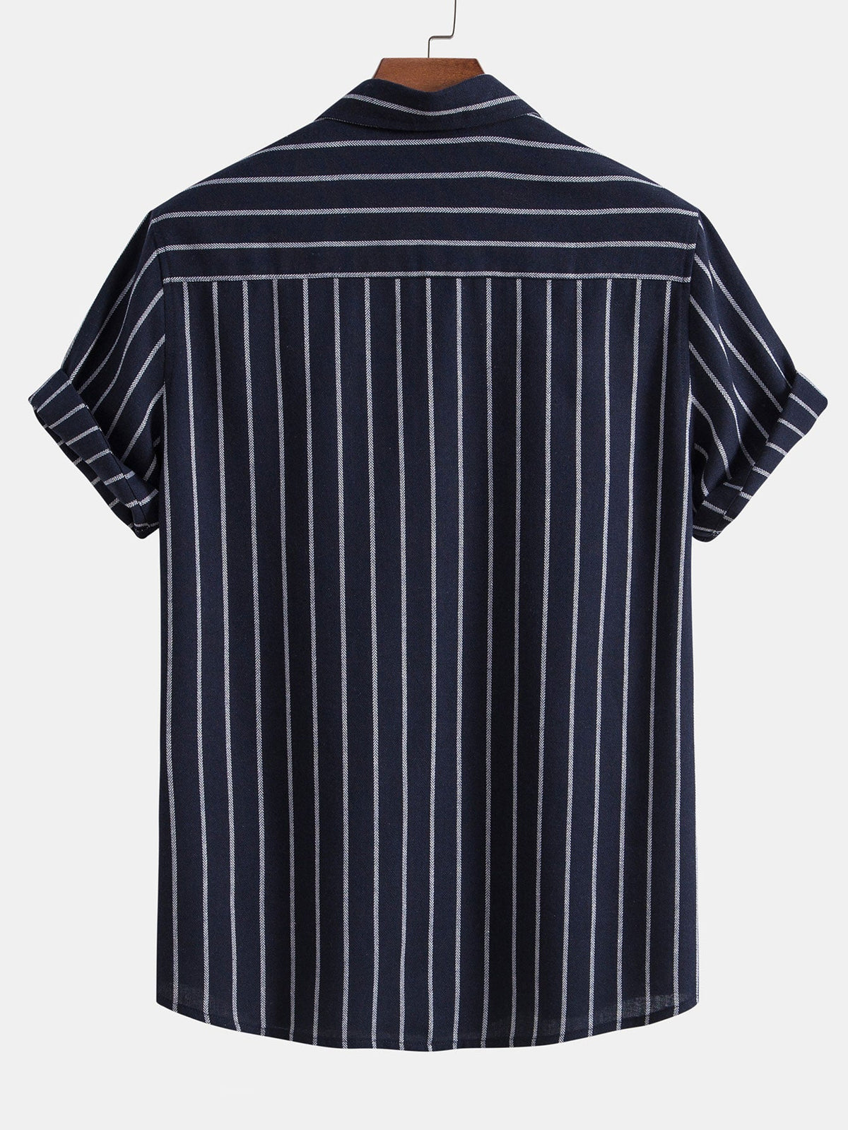 Camisa Abotonada a Rayas de Mezcla de Algodón