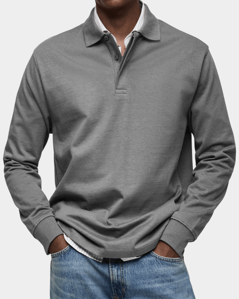 Polo manga larga hombre otoño con cuello estructurado