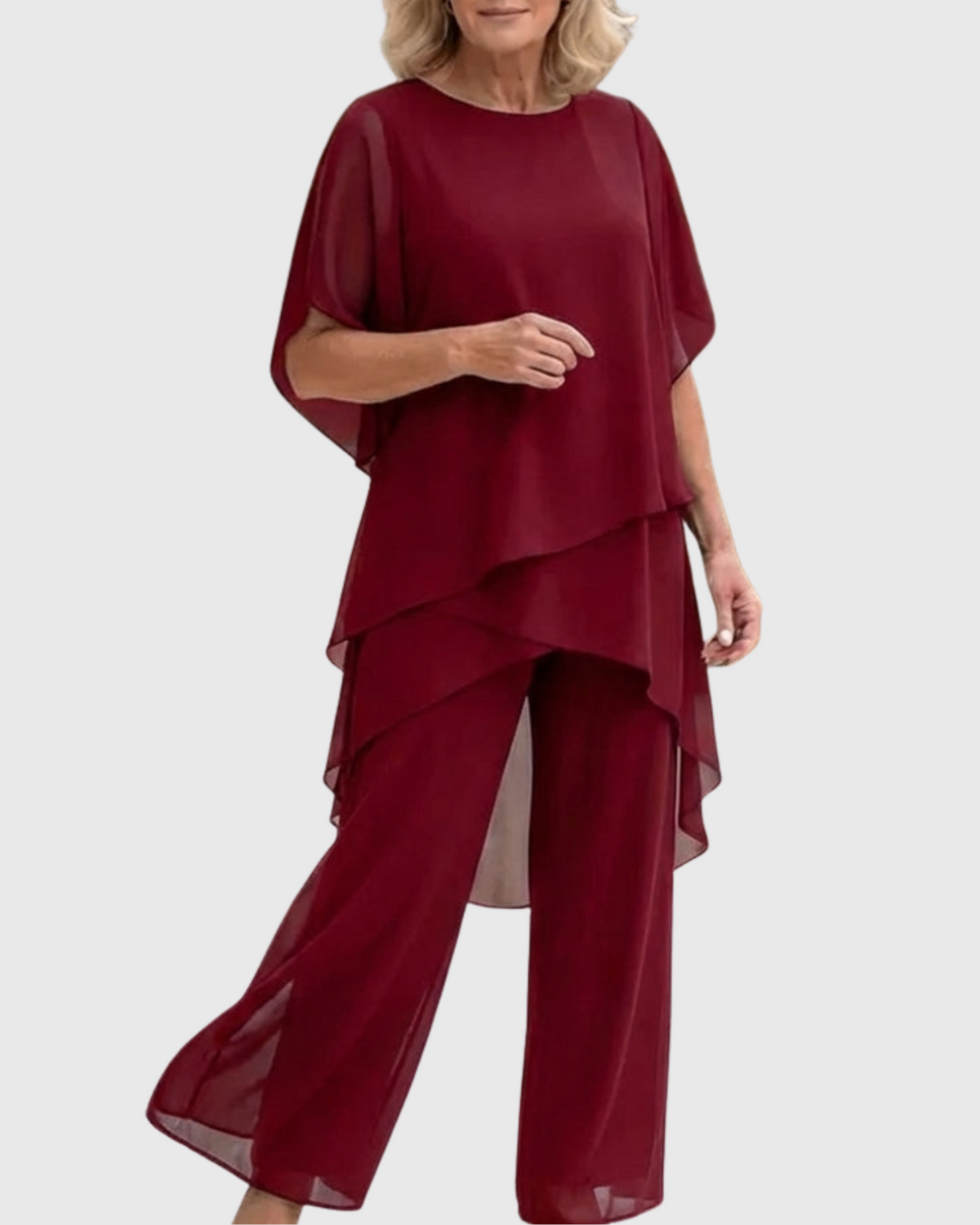 Conjunto de fiesta mujer blusa de gasa y pantalón ancho