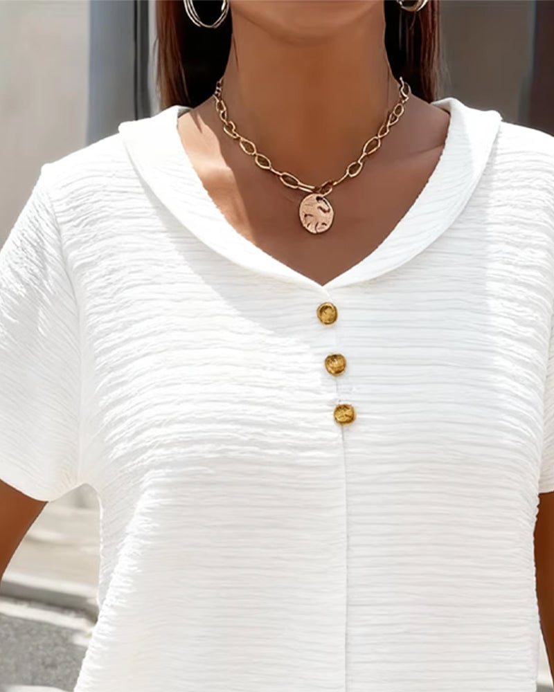 Olivia | Camiseta Cuello Peter Pan con Botones
