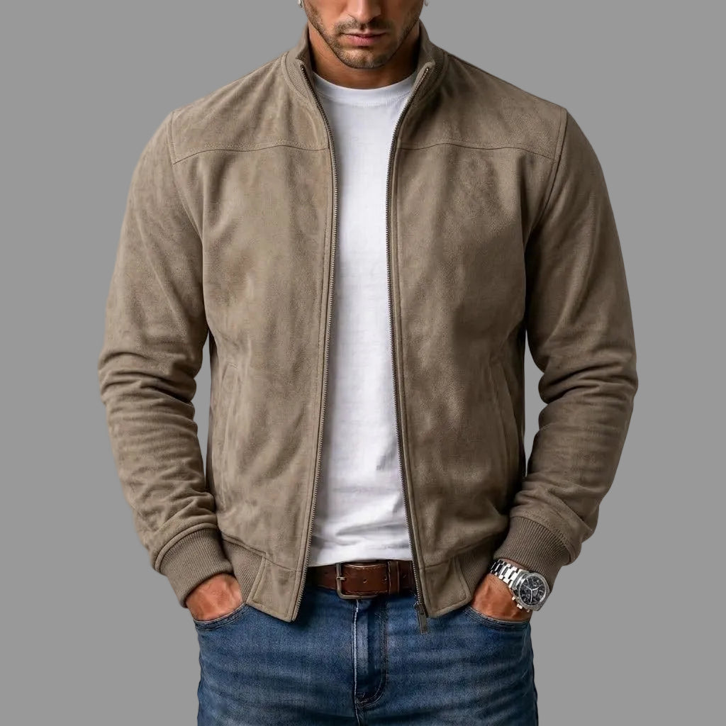 Bomber efecto ante hombre con detalles acanalados