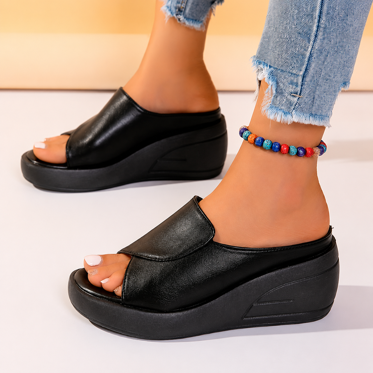 Sandalias cuña cómodas mujer sin cordones amortiguadas