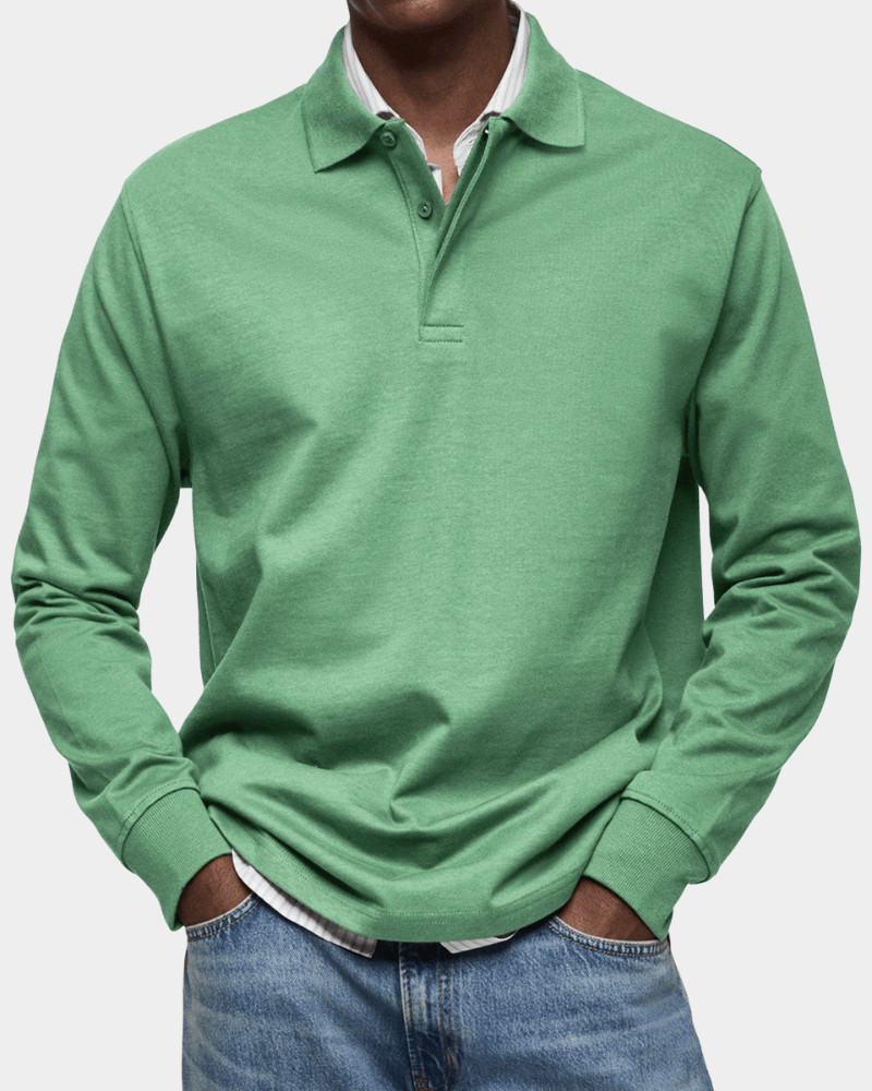 Polo manga larga hombre otoño con cuello estructurado