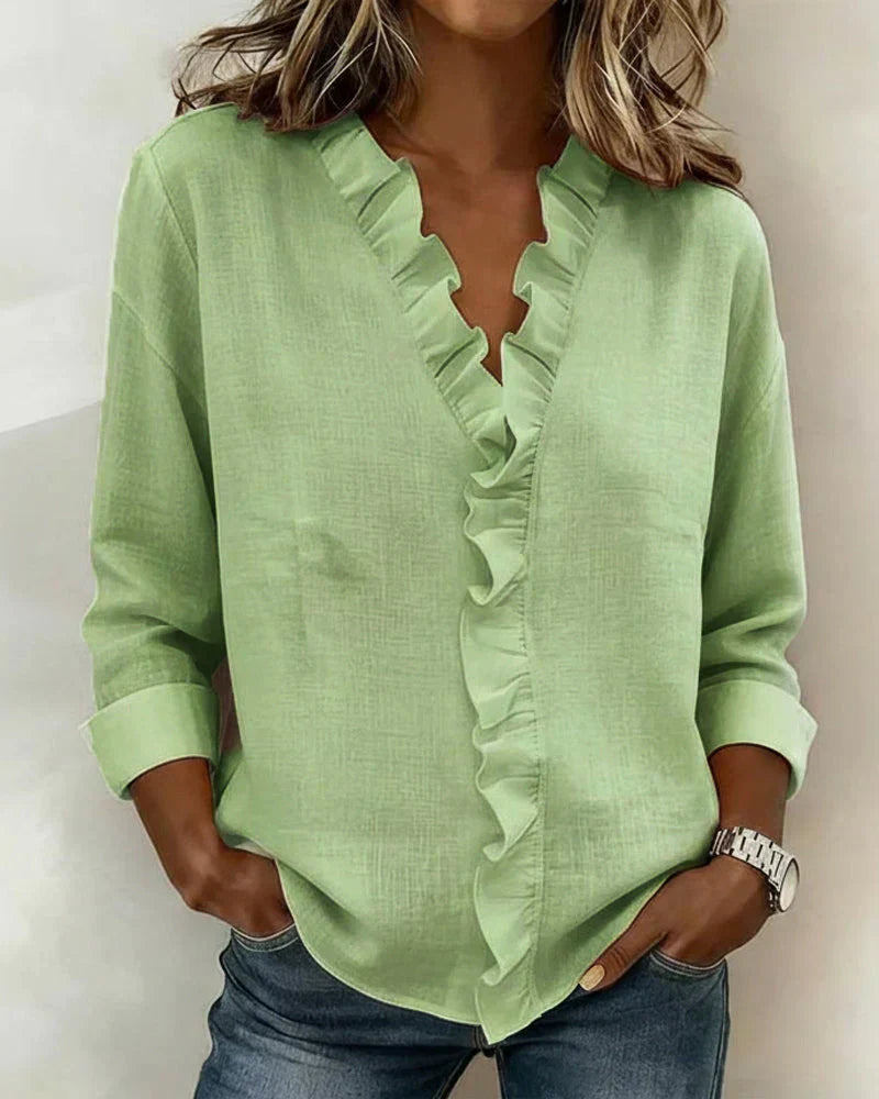 Anora | Blusa con Volantes y Cuello en V