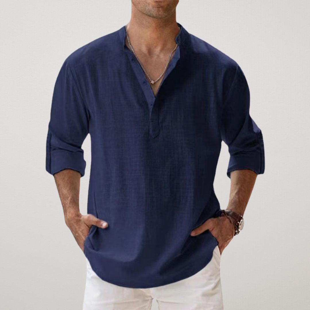 Azel | Camisa Henley de Algodón con Efecto Lino