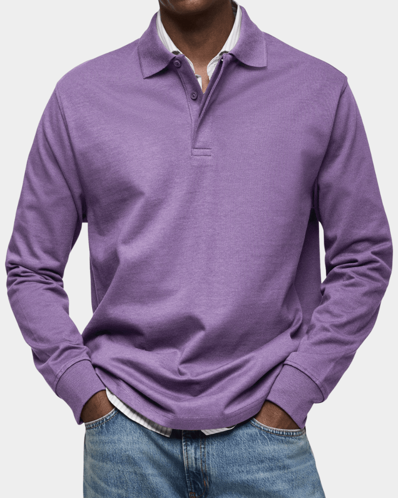 Polo manga larga hombre otoño con cuello estructurado