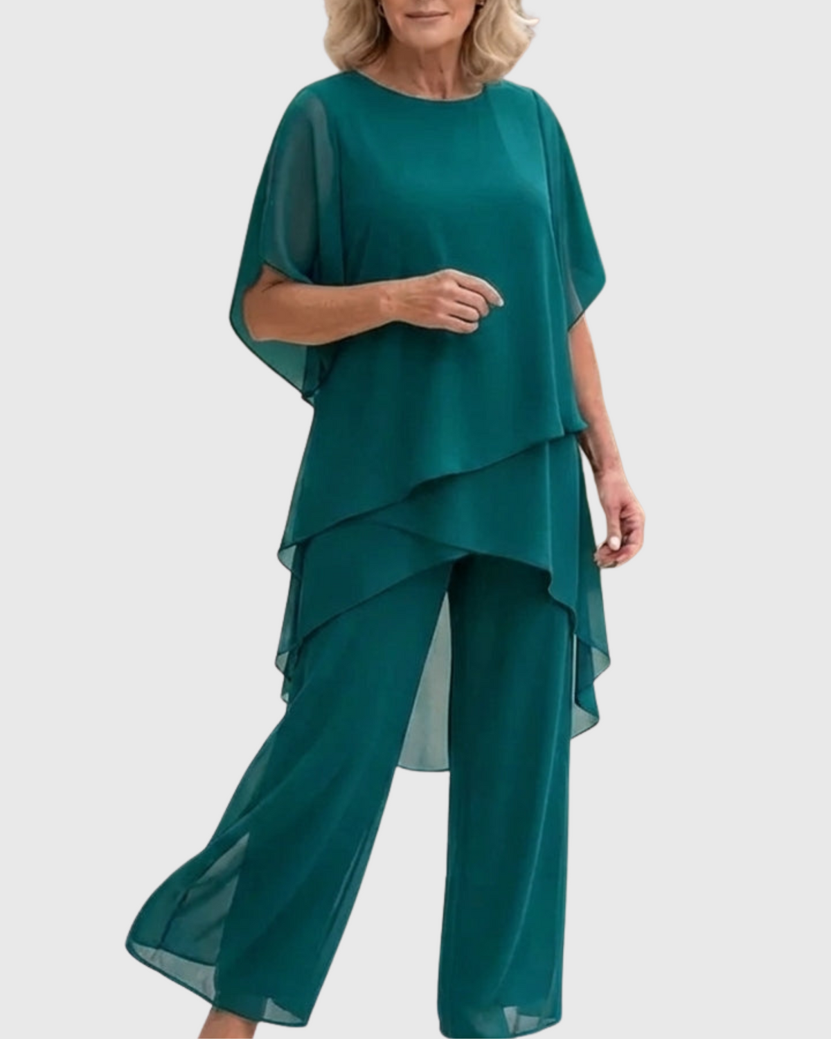 Conjunto de fiesta mujer blusa de gasa y pantalón ancho