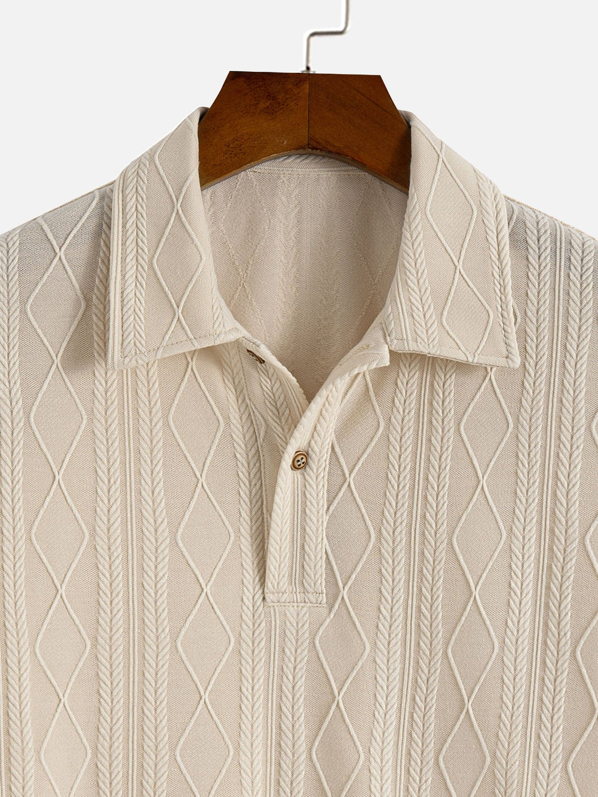 Polo de Punto Jacquard con Rombos Geométricos