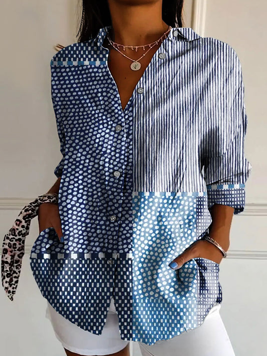 Mette | Blusa con Parche de Mosaico Azul
